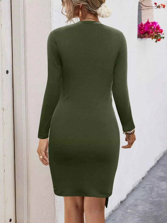 Round Neck Long Sleeve : Bodycon Dress