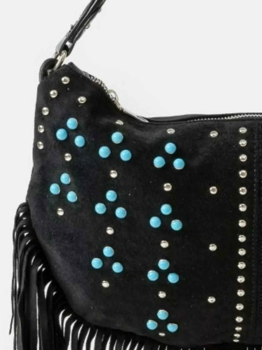 Fame Studded Pattern : Multi Fringe Hobo Shoulder Bag
