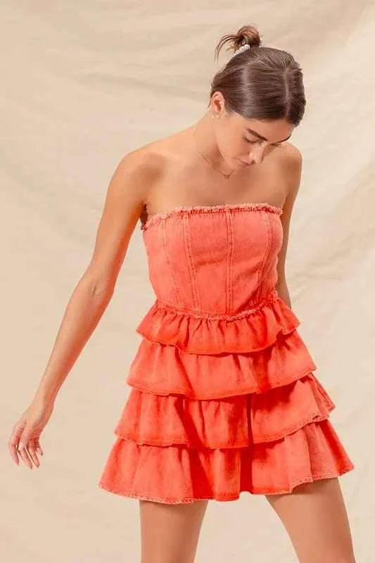 Strapless Ruffle Layered : Game Day Cheer Up Dress
