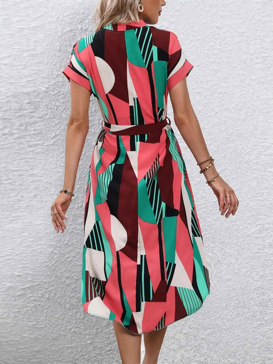 Stylish Tie Waist : Short Sleeve Dress