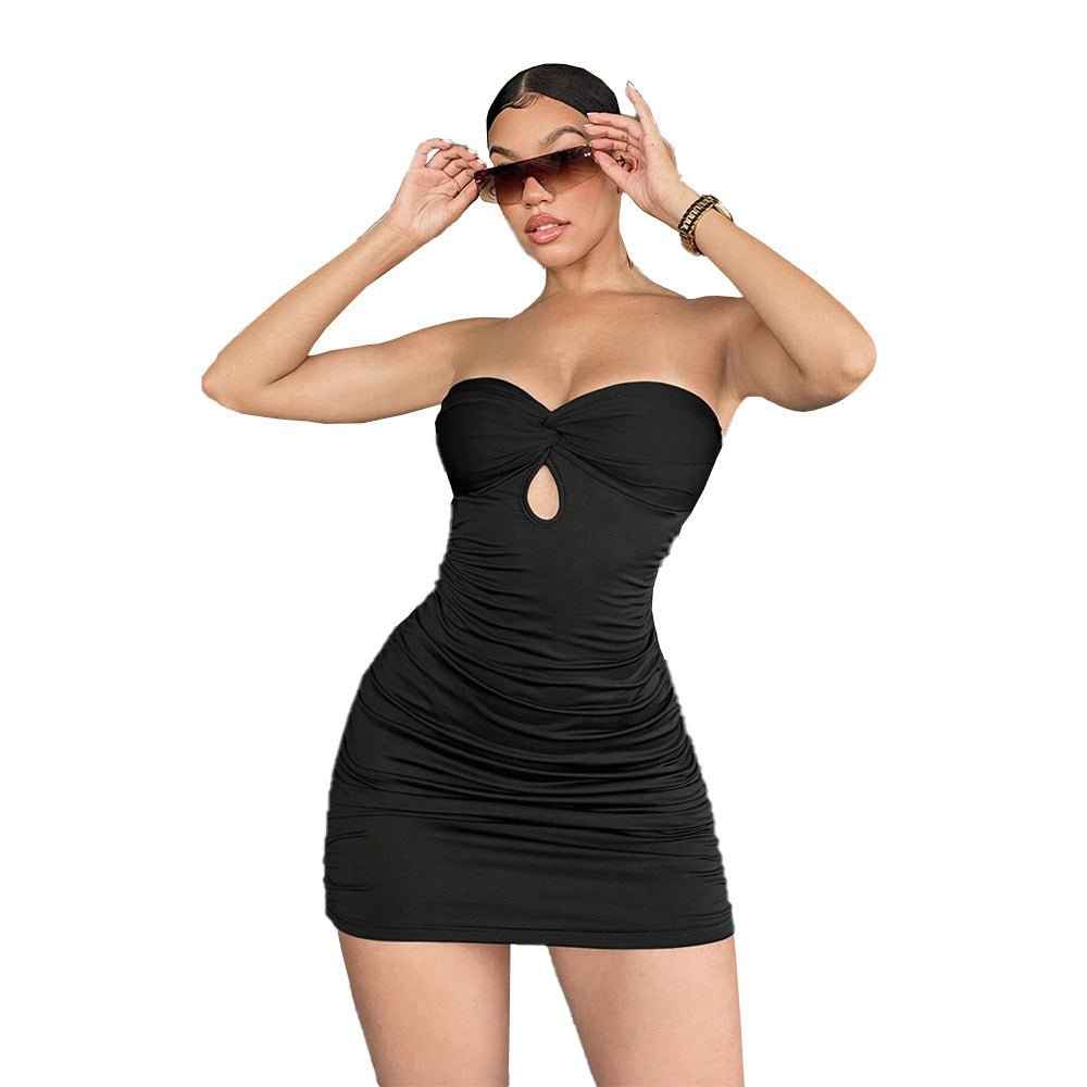 European Black Sexy Hottie Lace-Up : Bandeau Dress