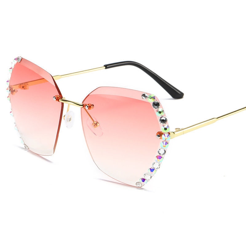 Women Luxury Brand Design Sexy Diamond Square Sun Glasses