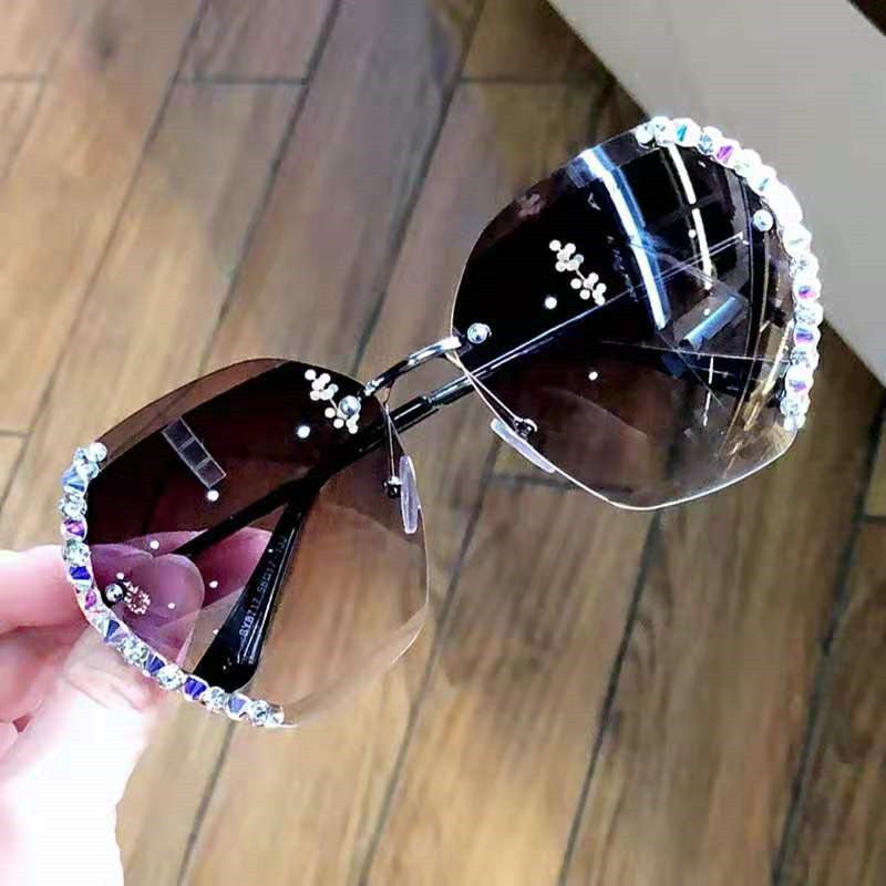 Women Luxury Brand Design Sexy Diamond Square Sun Glasses