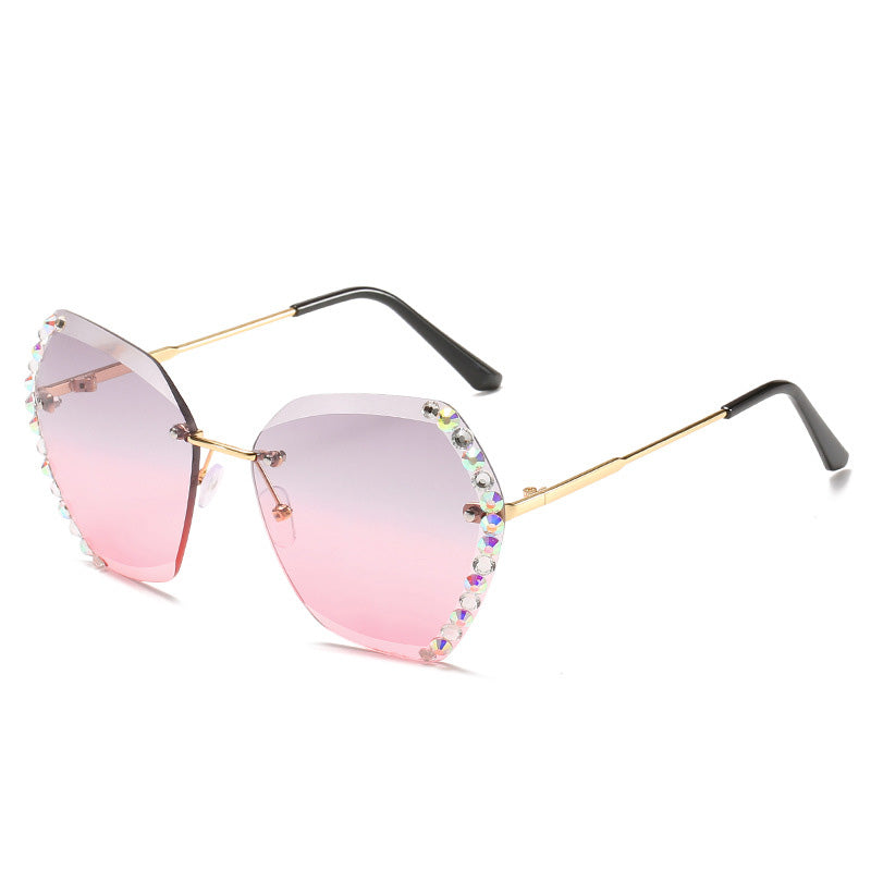 Women Luxury Brand Design Sexy Diamond Square Sun Glasses