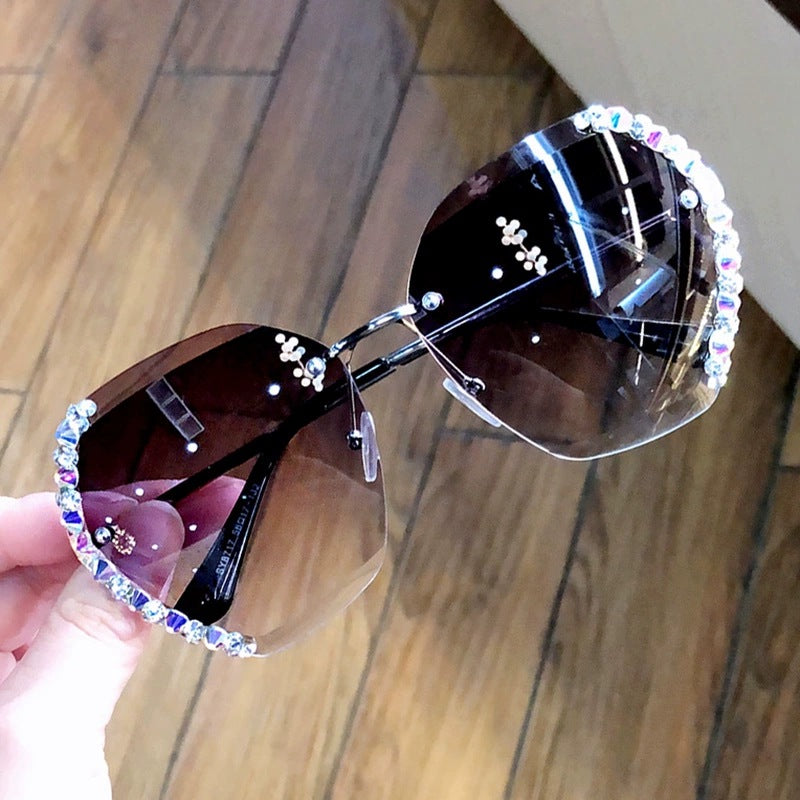 Women Luxury Brand Design Sexy Diamond Square Sun Glasses