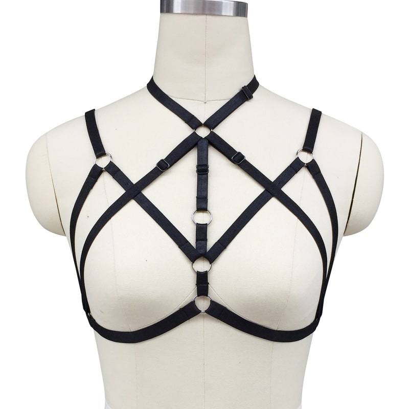 Sexy Halter Strappy Cage Bralette Front View