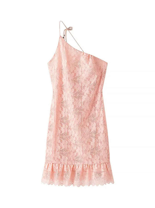 Lace One Shoulder : Mini Dress