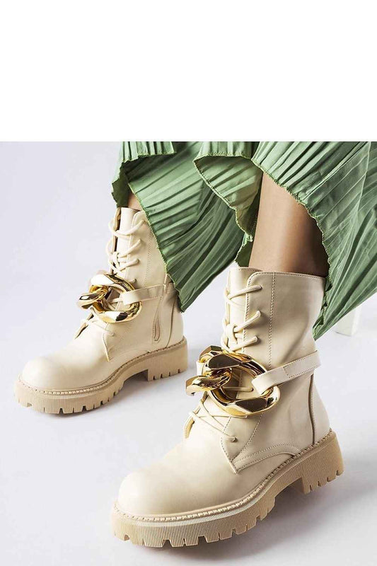 Lace-Up Ankle Boots With Chain Detail