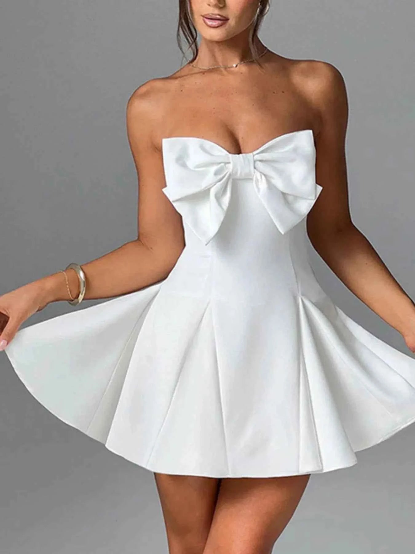 Stylish Bow Tube A-Line : Mini Dress