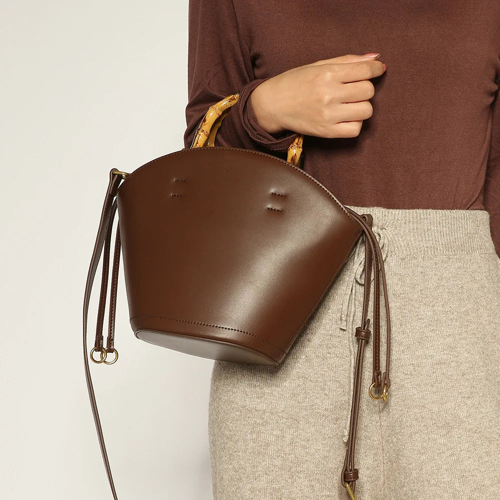 Women’s Fashion Bamboo Handle Bucket Bag
