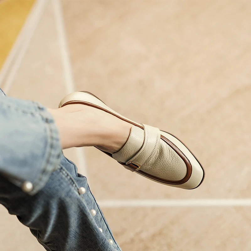 Women Genuine Square Toe Leather Loafers ꫀꪶꫀᧁꪖꪀᥴꫀ꠸ᠻꪗ~ 𝔈𝔪𝔟𝔯𝔞𝔠𝔢 𝔈𝔩𝔢𝔤𝔞𝔫𝔠𝔢