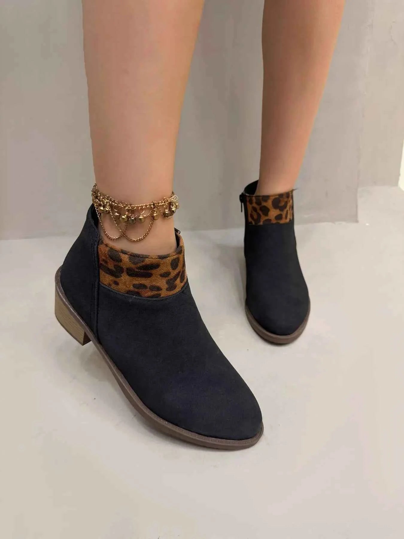 Leopard Block : Heels Boots