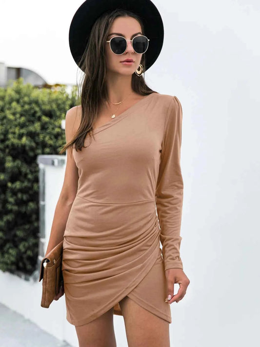 One Shoulder Ruched : Bodycon Dress