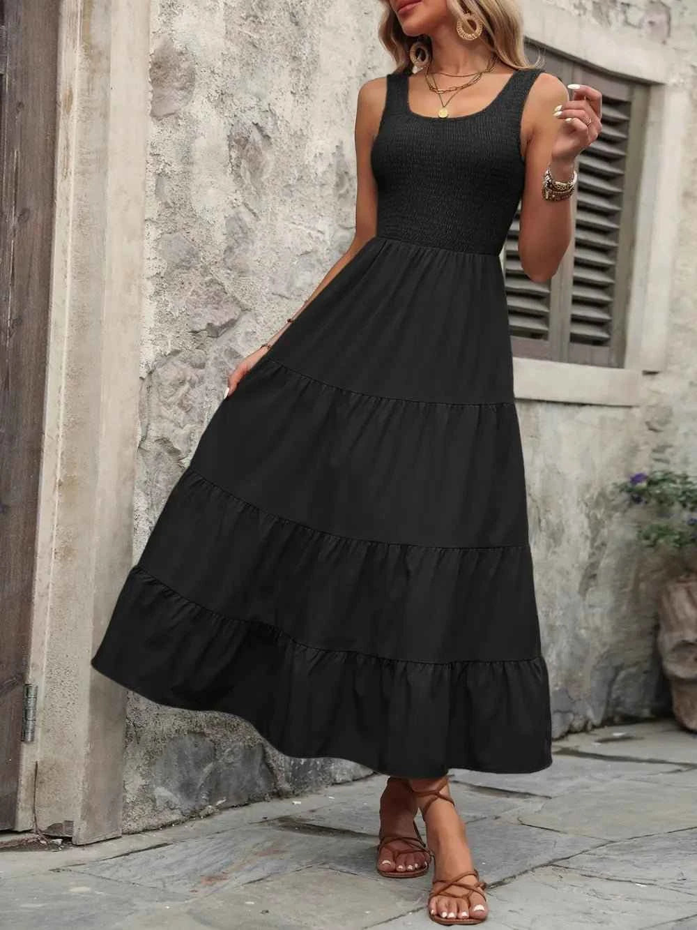 Ivy Lane Smocked Scoop : Neck Sleeveless Tank Dress