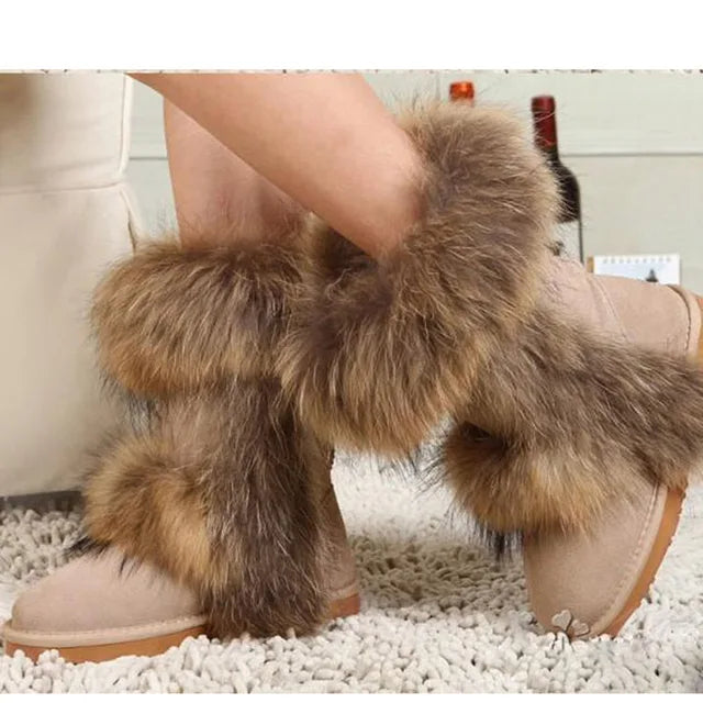 Woman Fashion Fox Fur Snow Boots ꫀꪶꫀᧁꪖꪀᥴꫀ꠸ᠻꪗ~ 𝔈𝔪𝔟𝔯𝔞𝔠𝔢 𝔈𝔩𝔢𝔤𝔞𝔫𝔠𝔢