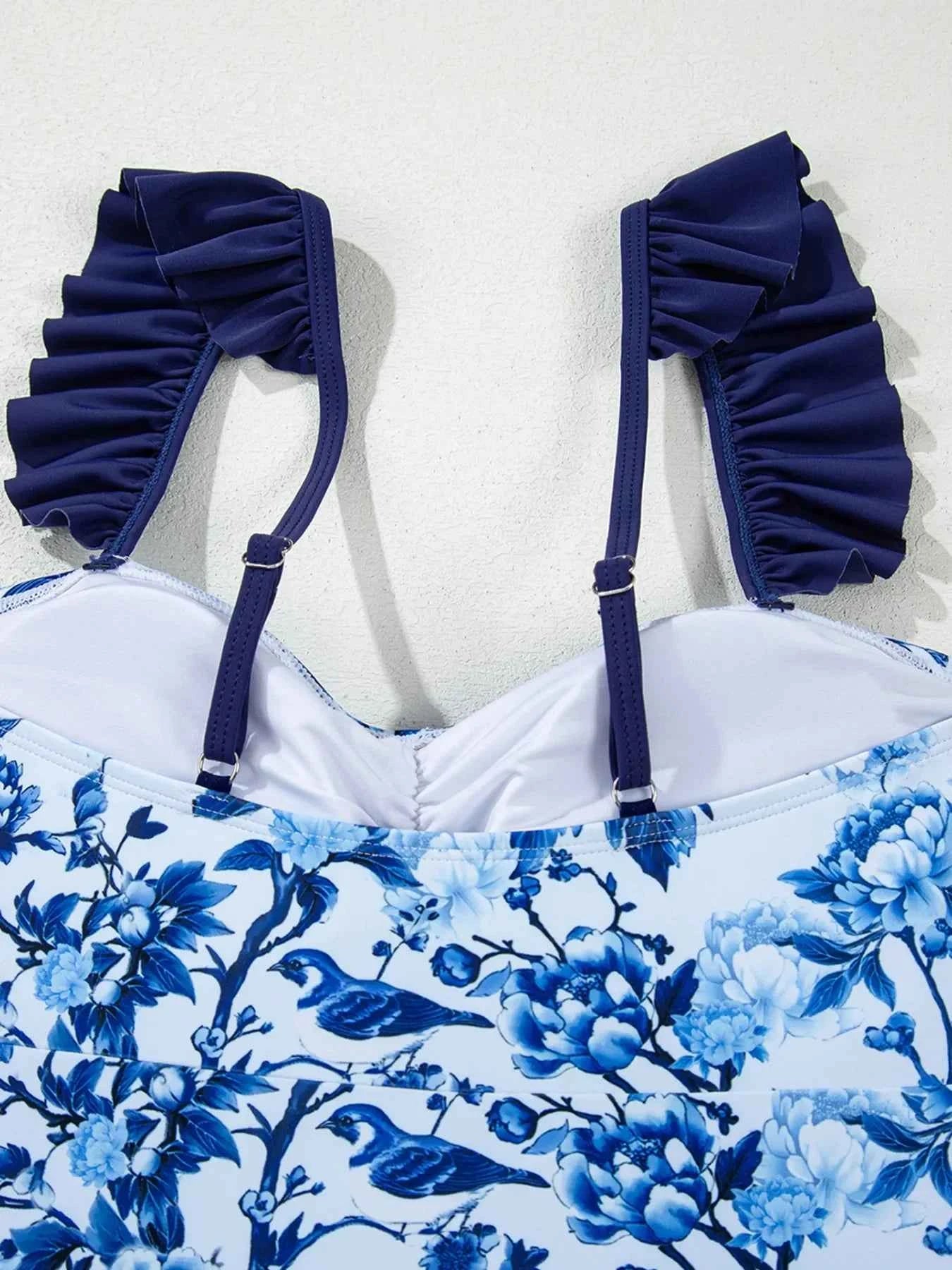 Cutout Ruffled Spaghetti : Strap One-Piece Swimwear