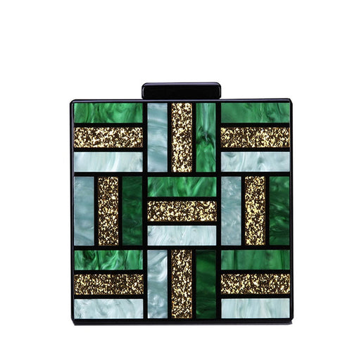 Acrylic Green Gold Luxury Square Handbag ꫀꪶꫀᧁꪖꪀᥴꫀ꠸ᠻꪗ~ 𝔈𝔪𝔟𝔯𝔞𝔠𝔢 𝔈𝔩𝔢𝔤𝔞𝔫𝔠𝔢