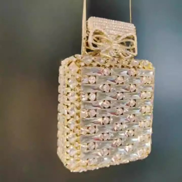 Perfume Leather Bottle With Diamonds Handbag
