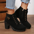 Womens Chunky Heel Leather Boots