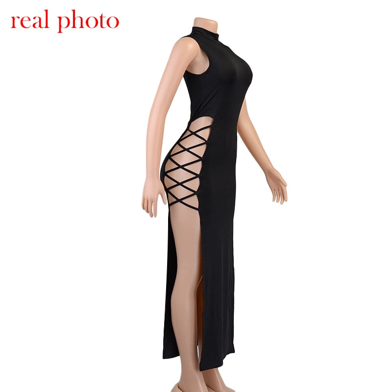 Elegant Black Sleeveless Bandage Sexy Dress