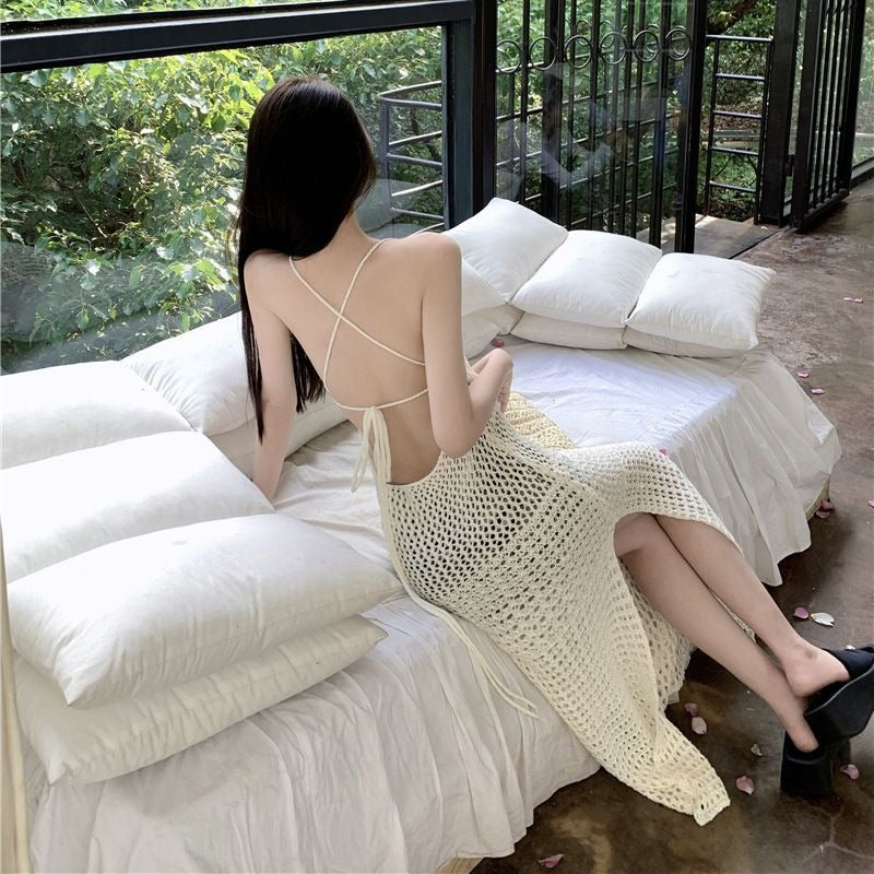 Casual Knitting Backless Midi Long Dress