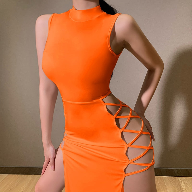 Elegant Black Sleeveless Bandage Sexy Dress