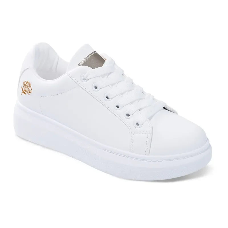 Women Casual Shoes New Spring Fashion Embroidered White Breathable Flower Lace-Up Sneakers White Tenis Feminino Flat  Zapatillas eprolo