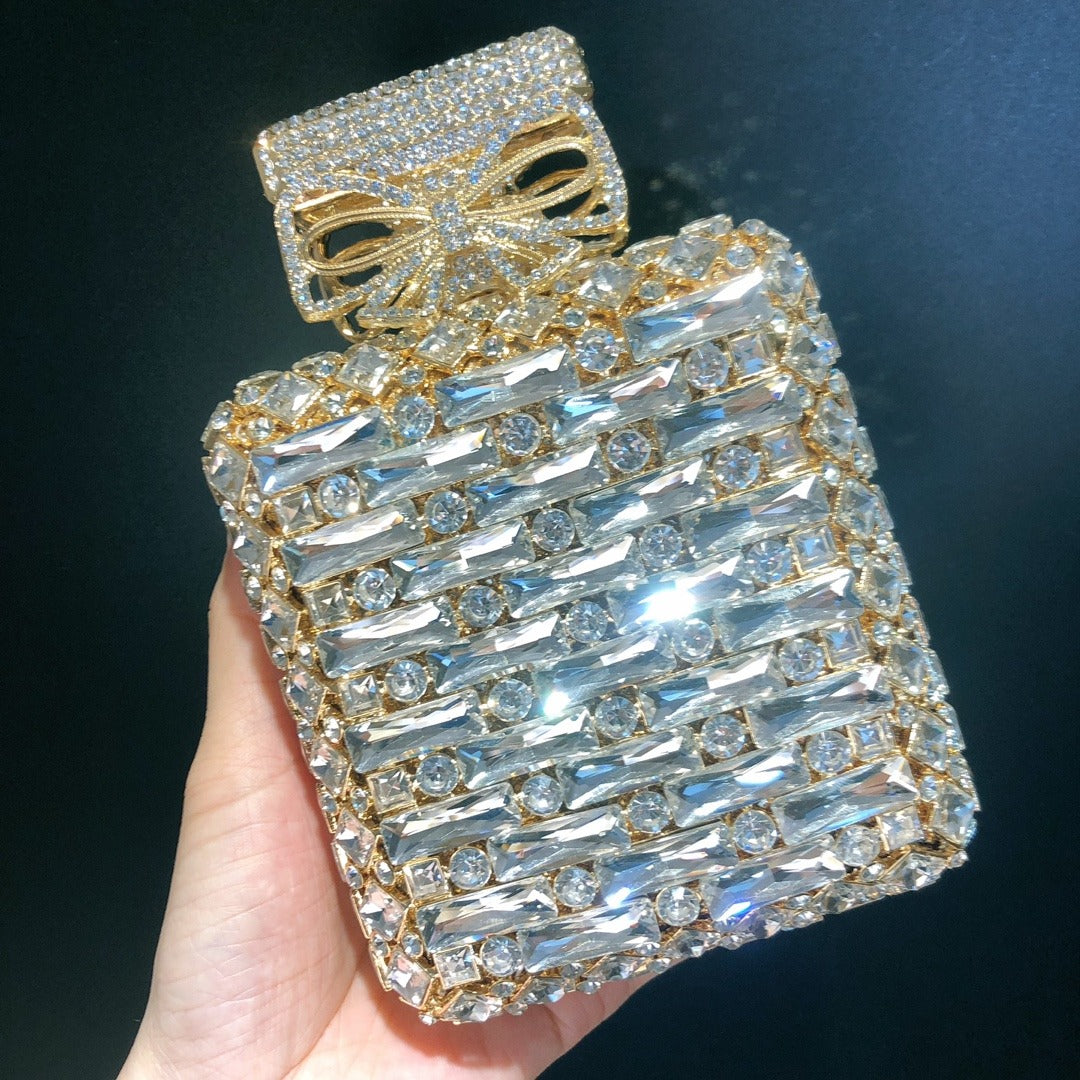 Perfume Leather Bottle With Diamonds Handbag
