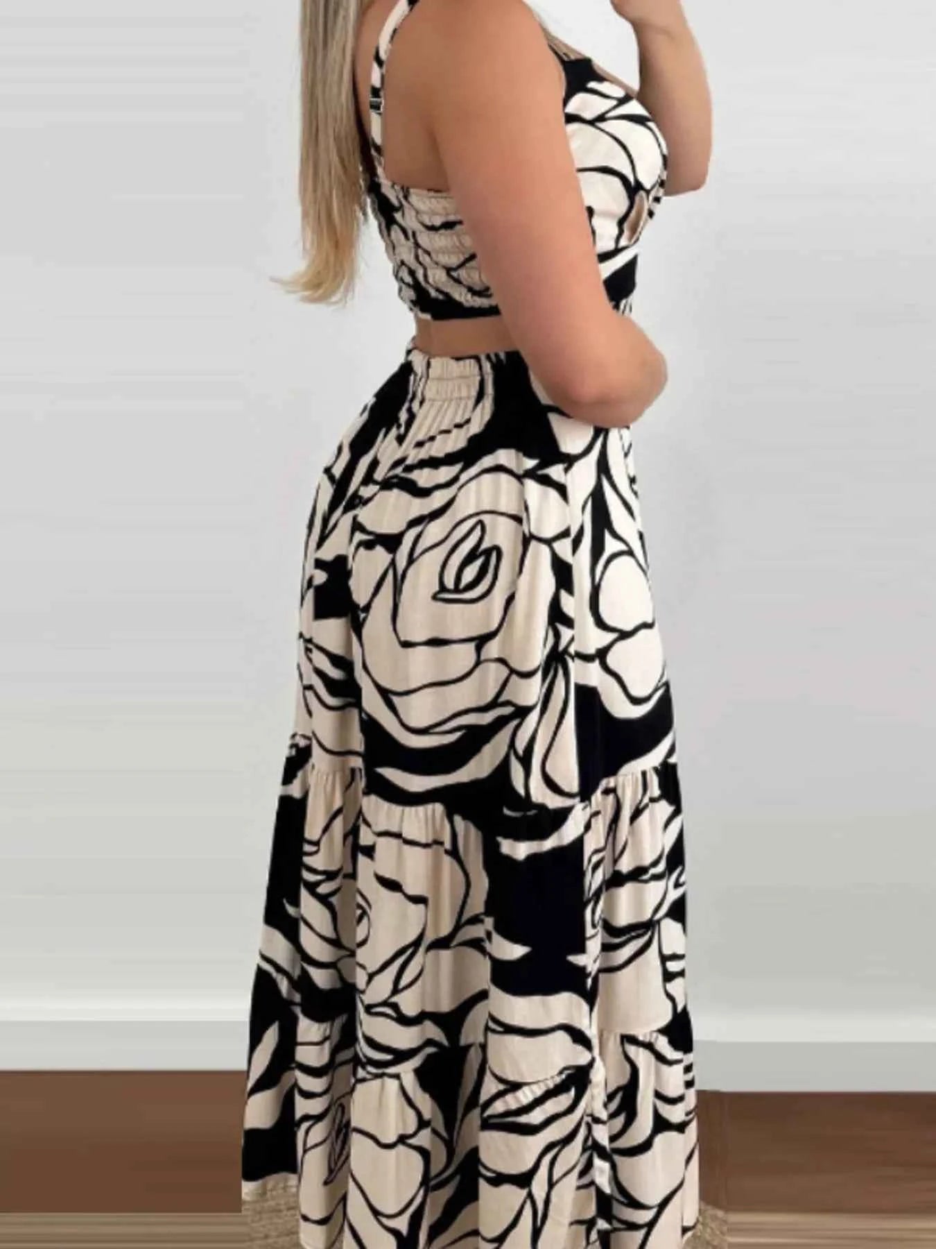 Cutout Back Printed : Cami Dress