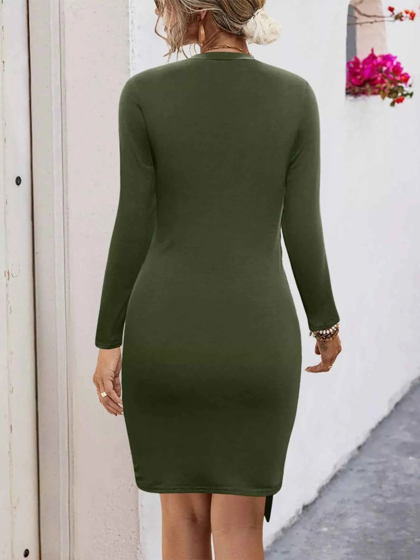 Round Neck Long Sleeve : Bodycon Dress
