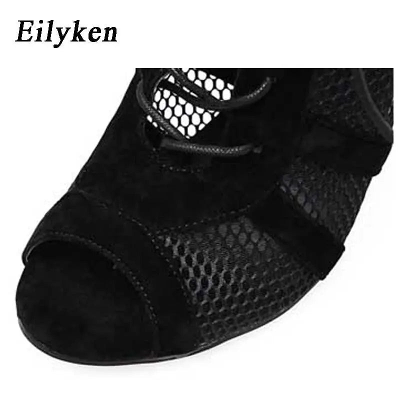 Fashion Black Net Fabric Cross-Tied High Heels ꫀꪶꫀᧁꪖꪀᥴꫀ꠸ᠻꪗ~ 𝔈𝔪𝔟𝔯𝔞𝔠𝔢 𝔈𝔩𝔢𝔤𝔞𝔫𝔠𝔢