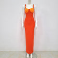 Designer Sexy Orange Long Maxi Bandage Dress