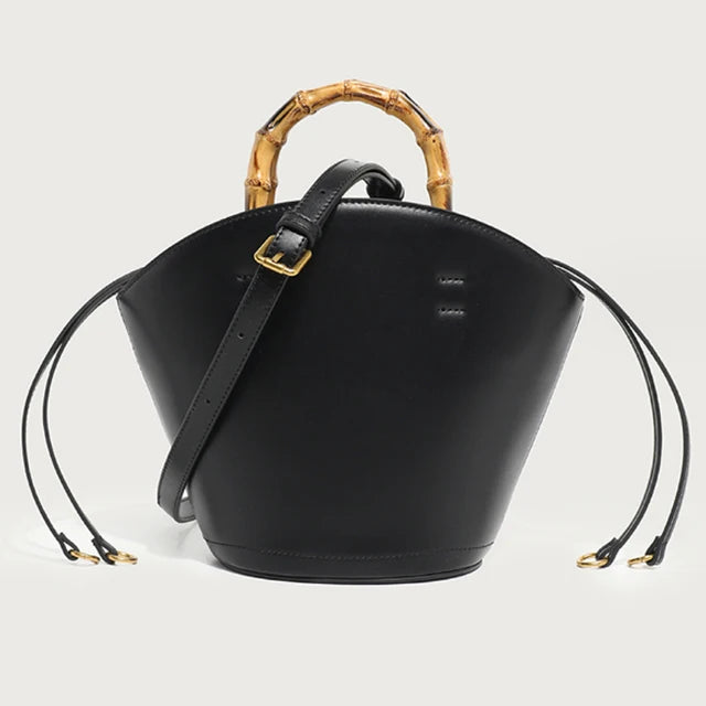 Women’s Fashion Bamboo Handle Bucket Bag