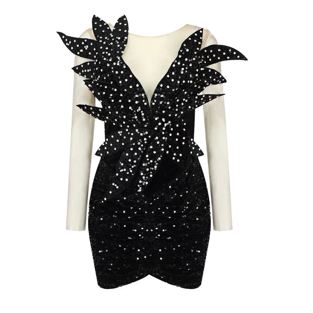 Woman Sequins Velvet Mini Dress ꫀꪶꫀᧁꪖꪀᥴꫀ꠸ᠻꪗ~ 𝔈𝔪𝔟𝔯𝔞𝔠𝔢 𝔈𝔩𝔢𝔤𝔞𝔫𝔠𝔢