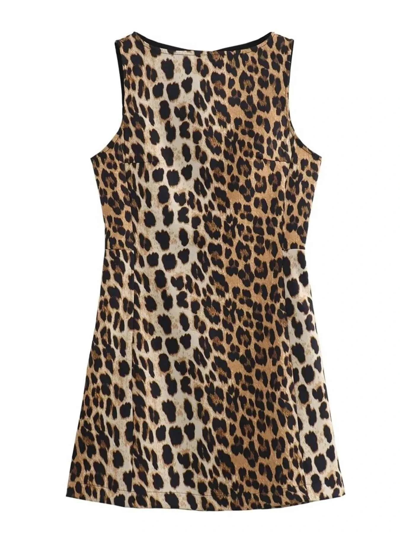 Leopard Print Sleeveless : Mini Dress