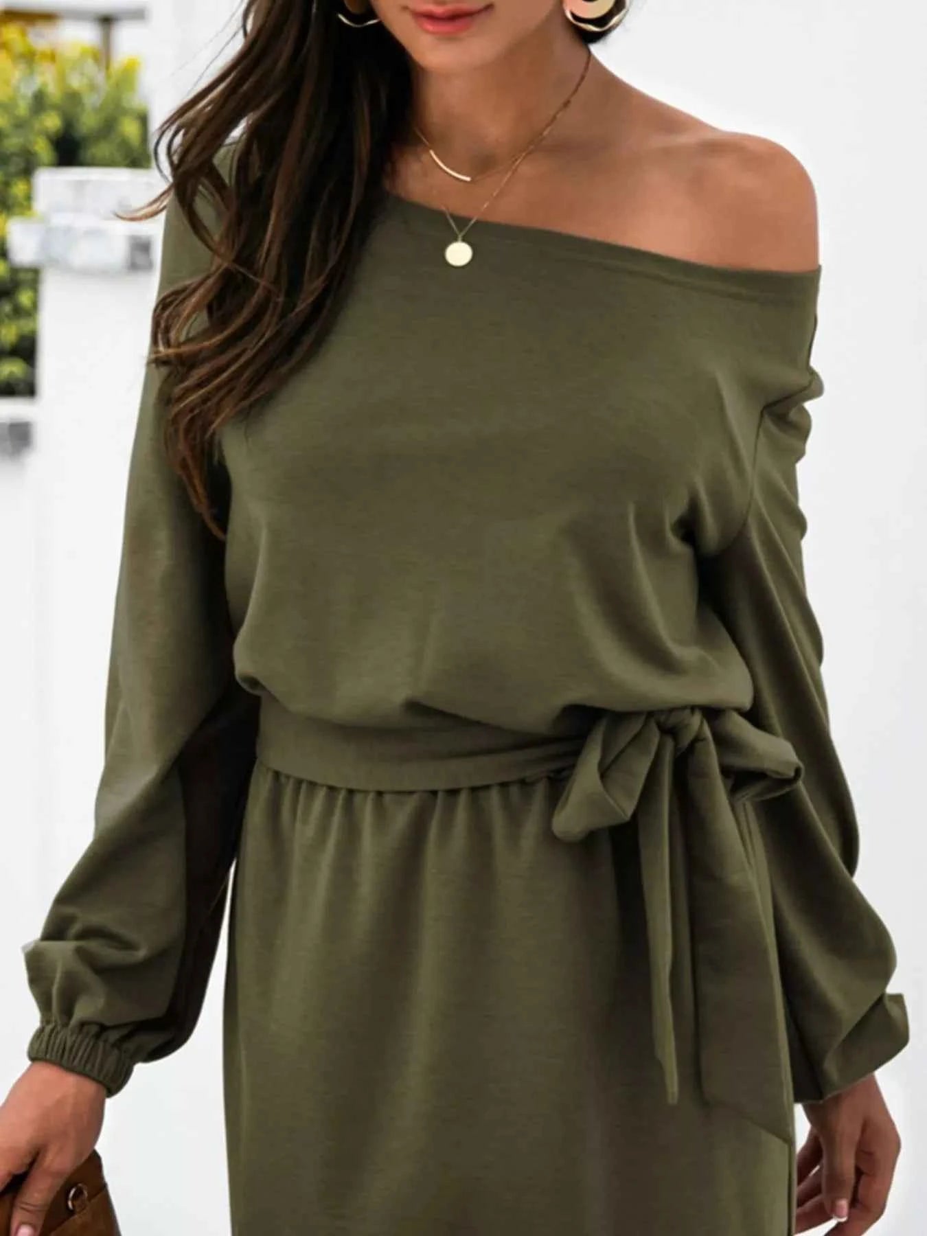 One Shoulder Tie : Waist Dress