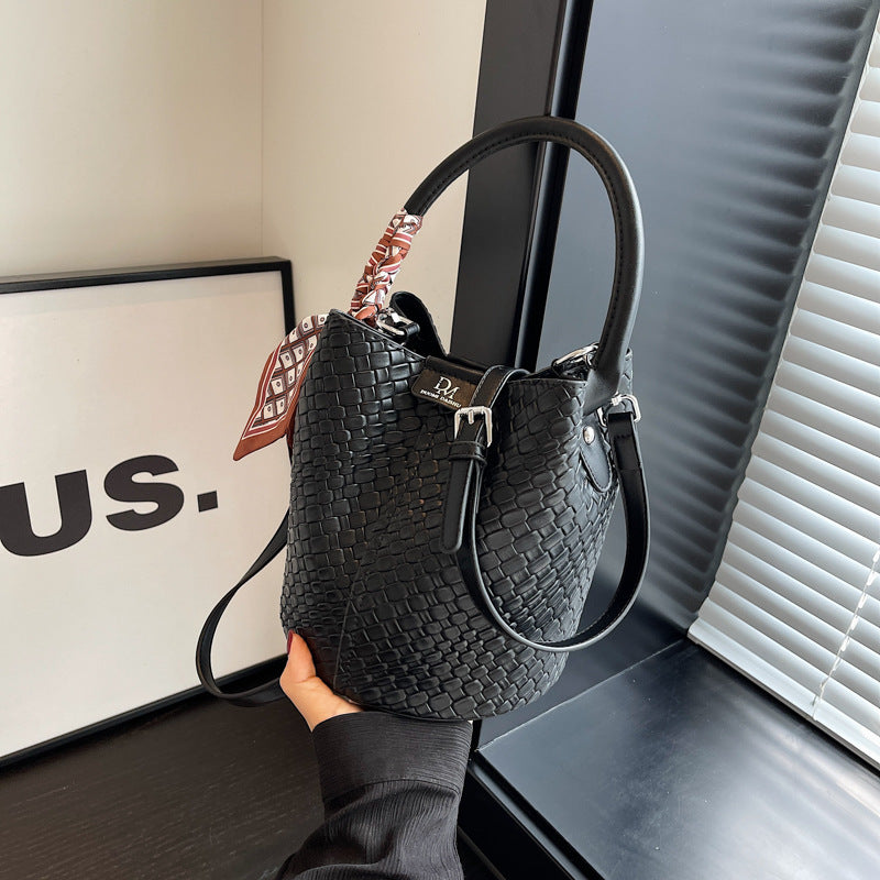 Womens Stylish Woven Bucket Bag
