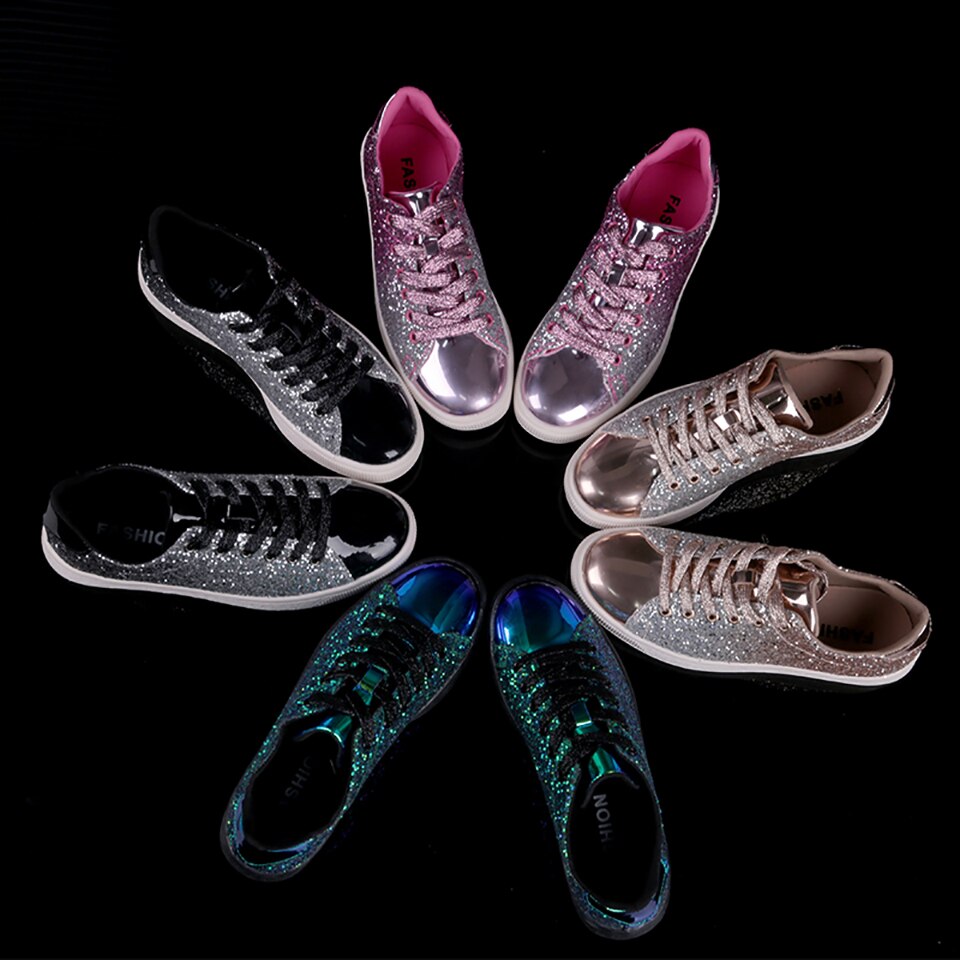 Women Casual Flat Lace-Up Bling Glitter Fashion Shoesa ꫀꪶꫀᧁꪖꪀᥴꫀ꠸ᠻꪗ~ 𝔈𝔪𝔟𝔯𝔞𝔠𝔢 𝔈𝔩𝔢𝔤𝔞𝔫𝔠𝔢
