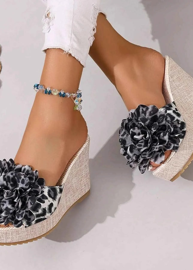 Stylish Open Toe Platform : Wedge Sandals Black