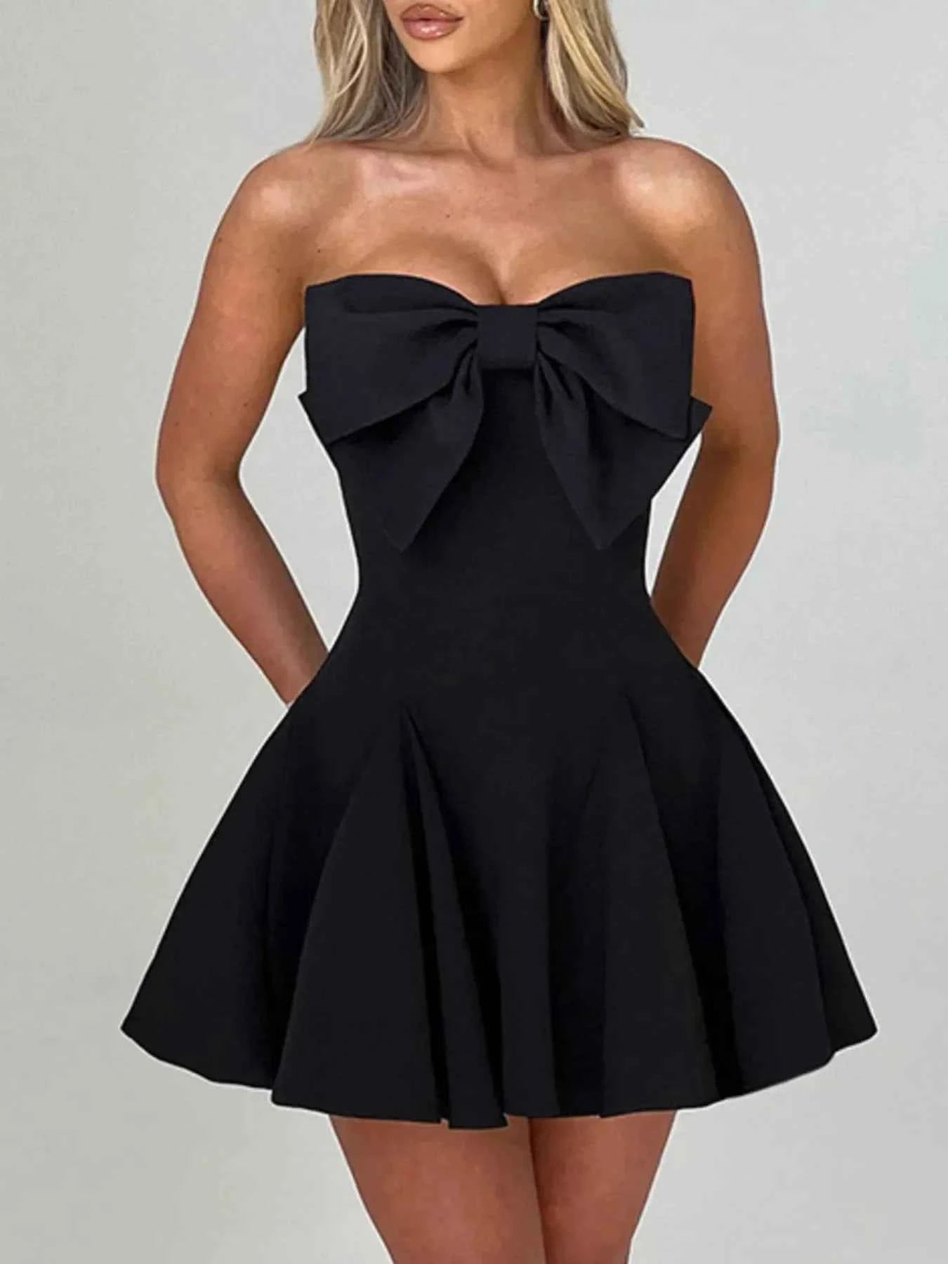 Stylish Bow Tube A-Line : Mini Dress
