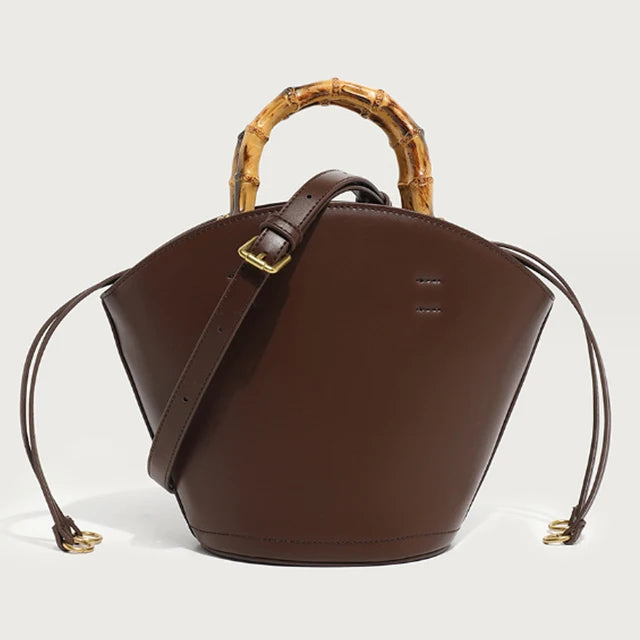 Women’s Fashion Bamboo Handle Bucket Bag