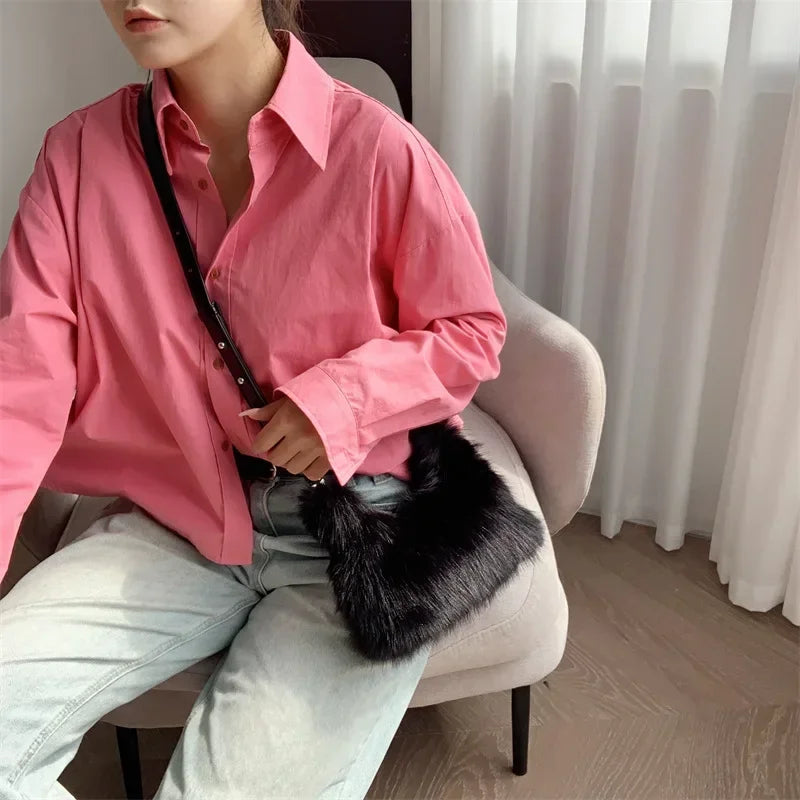 Luxury Faux Fur Ladies Shoulder Bags Soft Plush Female Evening Clutch Purse Handbags Women's Small Tote Fluffy Crossbody Bag eprolo