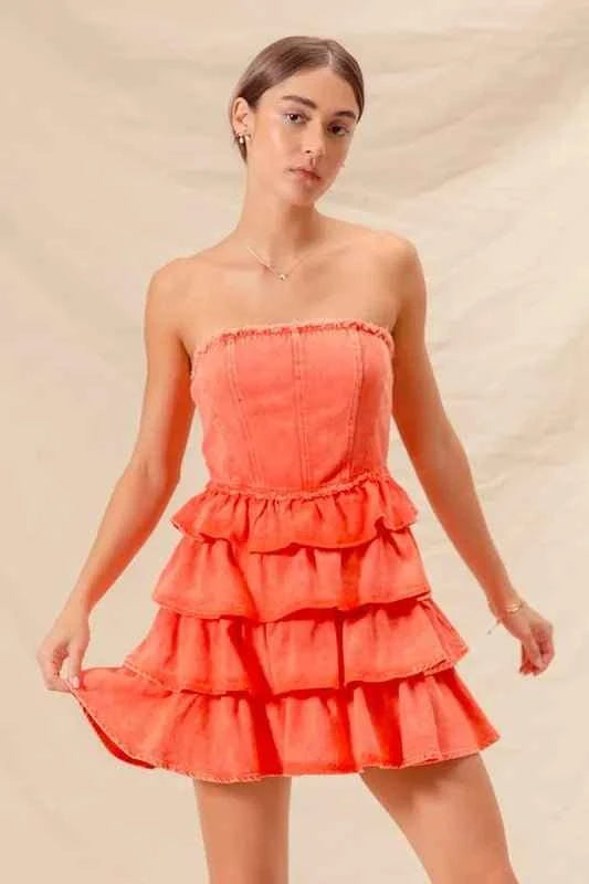 Strapless Ruffle Layered : Game Day Cheer Up Dress