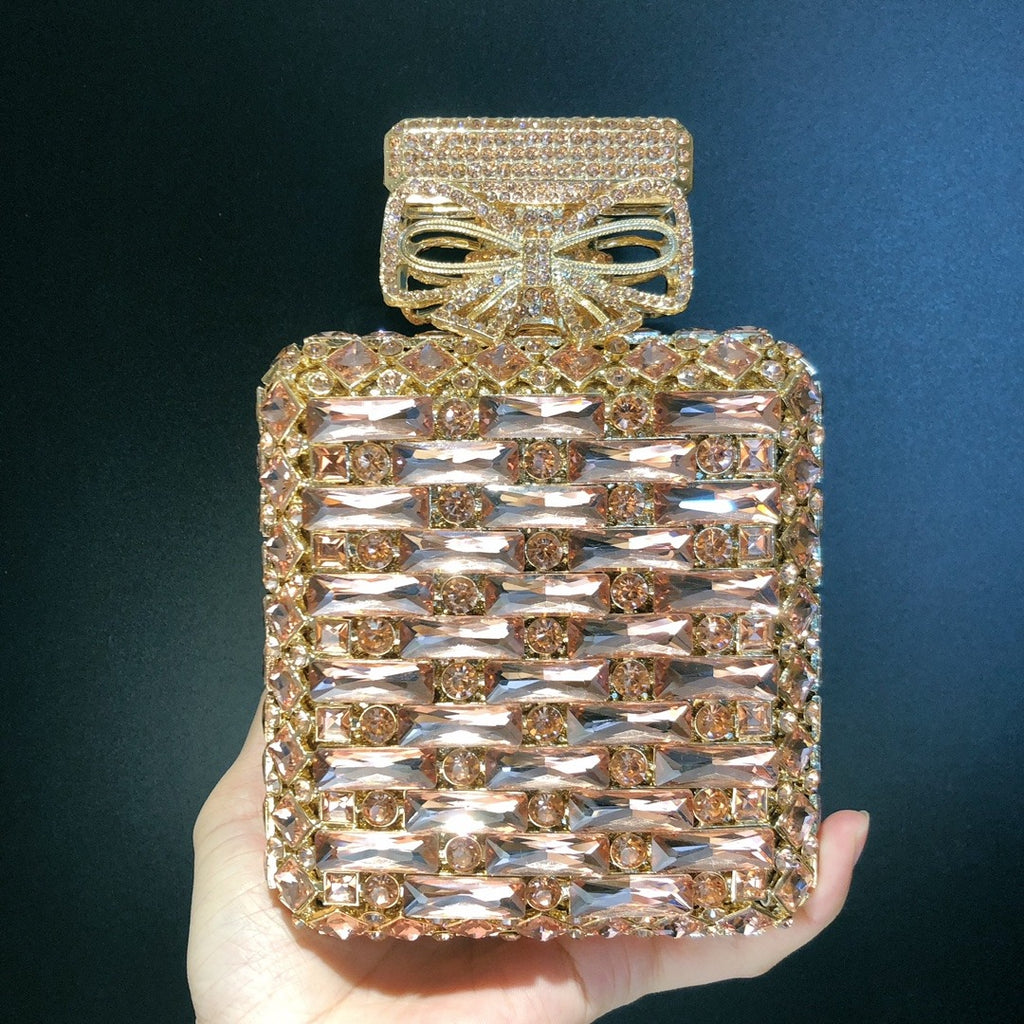 Perfume Leather Bottle With Diamonds Handbag