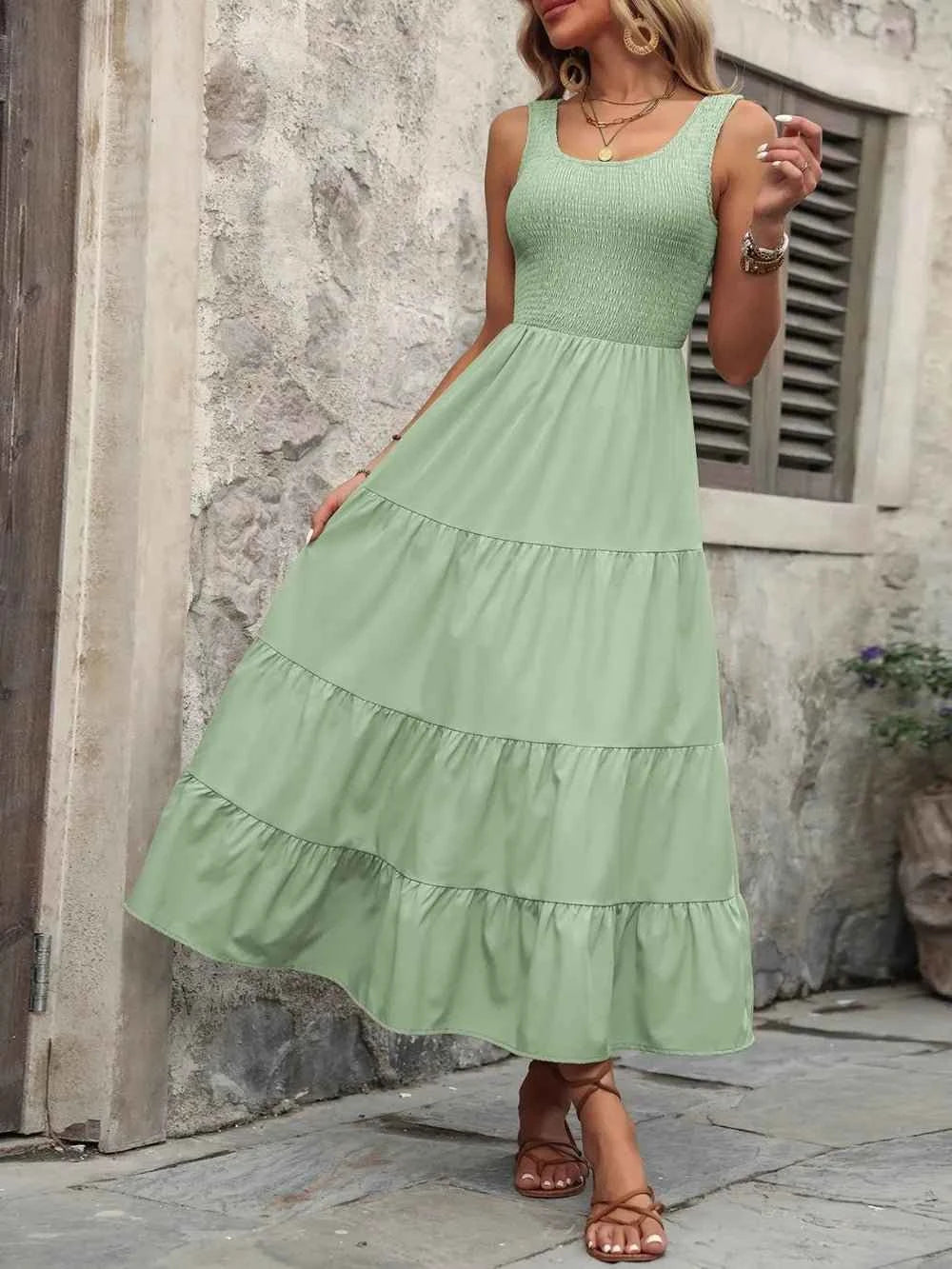 Ivy Lane Smocked Scoop : Neck Sleeveless Tank Dress