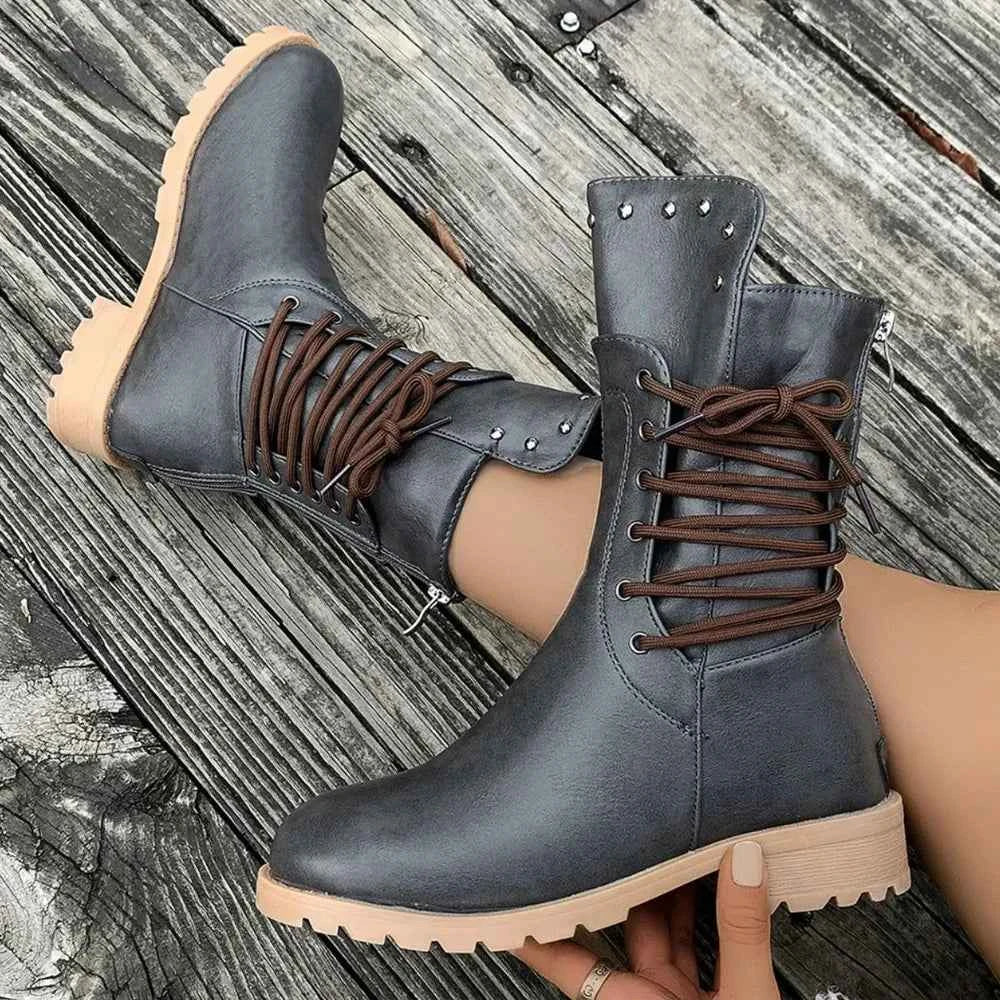 Stylish Round Toe : Platform Boots