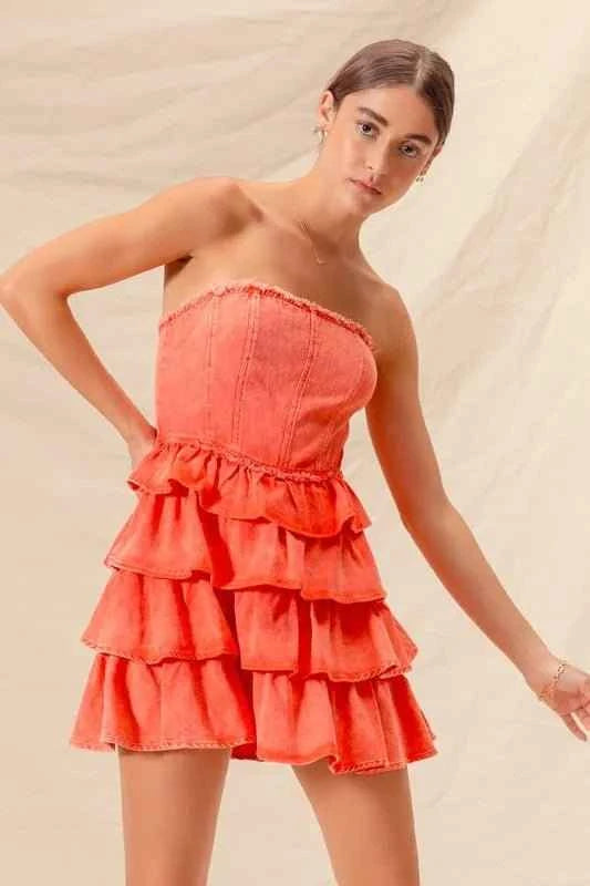 Strapless Ruffle Layered : Game Day Cheer Up Dress