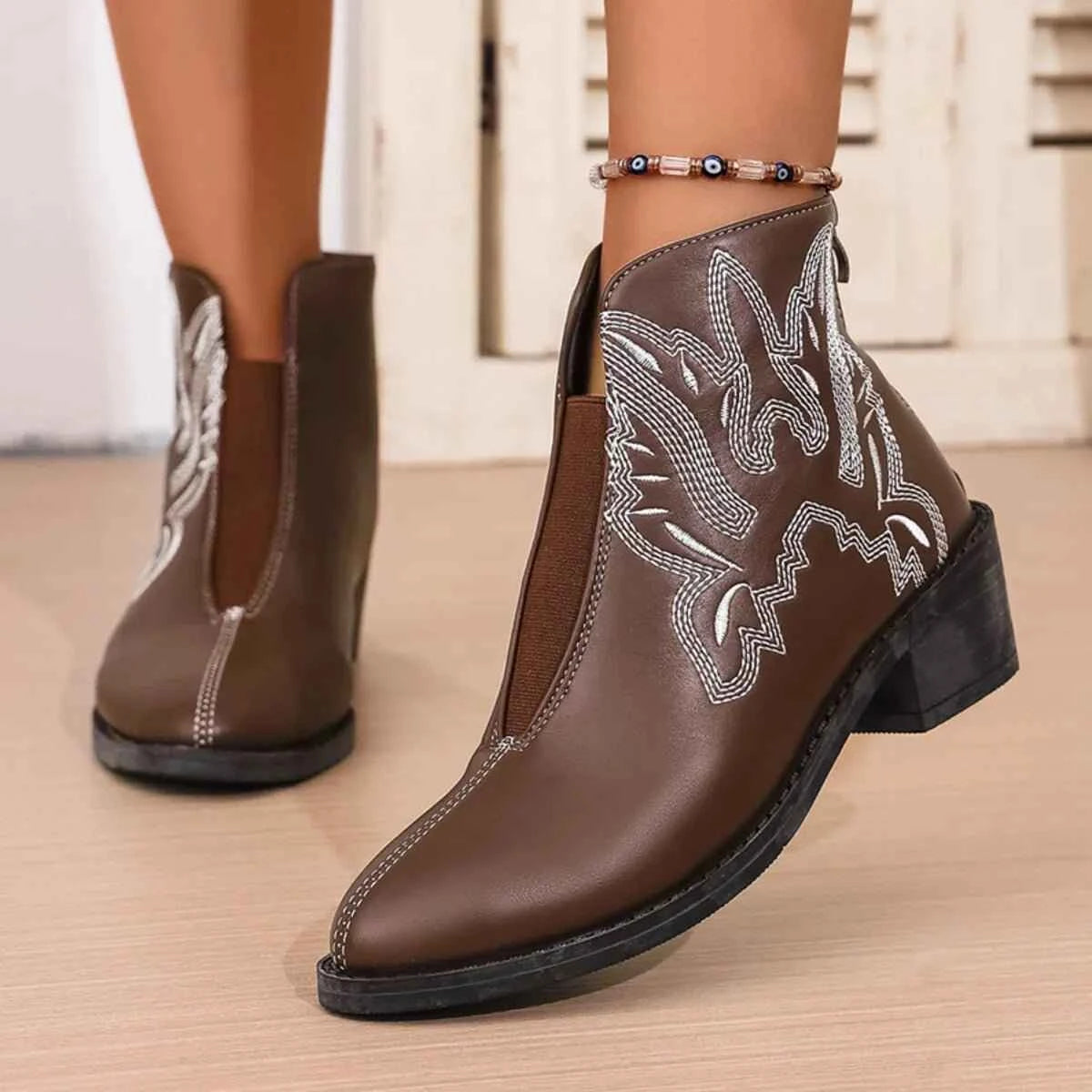 Western Embroidered Ankle Boots