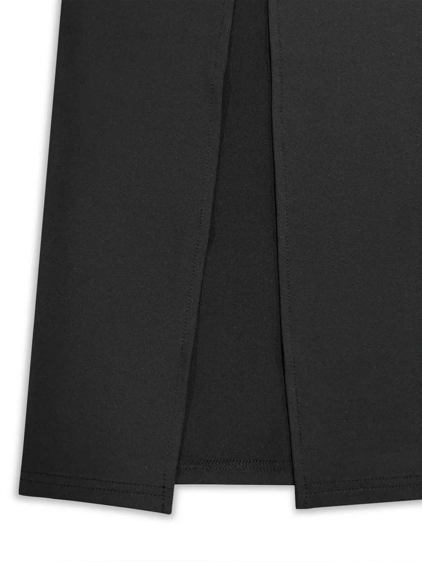 Square Neck Long Sleeve Slit : Bodycon Maxi Dress