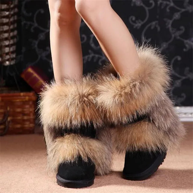 Woman Fashion Fox Fur Snow Boots ꫀꪶꫀᧁꪖꪀᥴꫀ꠸ᠻꪗ~ 𝔈𝔪𝔟𝔯𝔞𝔠𝔢 𝔈𝔩𝔢𝔤𝔞𝔫𝔠𝔢